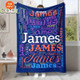 Personalized Custom Name/Text Blue Flannel Blanket