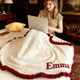 Personalized Crochet Rose Bouquet Blanket: Embroidered Name, Cotton Throw