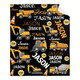 Custom Name Construction Trucks Throw Blanket, Contemporary Style Flannel