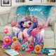 Creative Cartoon Unicorn Butterfly Floral Pattern Text Custom Flannel Print Blanket