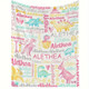 Custom Name Cartoon Dinosaur Flannel Blanket