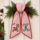 Personalized Christmas Wreath Sash, Santa Reindeer Monogram Bow