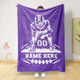 Customizable American Football Design Blue Flannel Blanket, Personalized Name