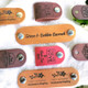 Personalized 3 x 0.85" Full-Grain Leather Labels with Rivets