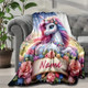 Customizable Cartoon Diamond Floral Print Flannel Throw Blanket