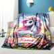 Customizable Cartoon Diamond Floral Print Flannel Throw Blanket