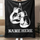 Customizable Boxing Gloves Design Throw Blanket, Personalized Name Gift