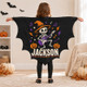 Personalized Kids Bat Cape, Custom Name Halloween Costume, Black Vampire Wings