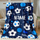 Glam Style Custom Name Football Print Flannel Throw Blanket