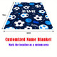 Glam Style Custom Name Football Print Flannel Throw Blanket