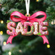 Coquette Pink Christmas Gingerbread Alphabet Ornament