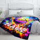 Custom Name Cool Spray Paint Volleyball Blanket, Lightweight Flannel, Soft and Warm