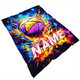 Custom Name Cool Spray Paint Volleyball Blanket, Lightweight Flannel, Soft and Warm