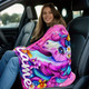 Personalized Name Lovely Dazzling Flower Unicorn Print Portable Blanket