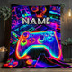 Custom Name Gaming Controller Flannel Throw Blanket