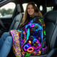 Customizable Gamer's Flannel Blanket with Vibrant Neon Gamepad Design