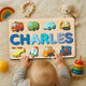 Custom Wooden Name Puzzle a?? Vehicles Theme | Personalized Baby Gift