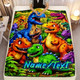 Custom Cartoon Dinosaur Family Blanket | Lightweight Flannel Home Furnishings Bedding Blanket