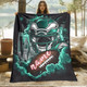 Custom Name Football & Helmet Flannel Throw Blanket