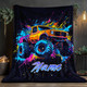 Personalized Monster Truck Flannel Blanket a?? Custom Name Ink Splitter Design