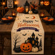 Custom Halloween Linen Table Runner, Personalized Family Halloween Decor