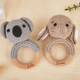 Personalized Crochet Animal Baby Rattle: Engraved Zelkova Wood