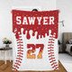 Custom Baseball Drip Blanket, Personalized Ice Cream Drip Baseball Blanket