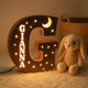 Personalized Wooden Night Light: Custom Name Initial LED Nursery Lamp