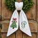 Personalized Christmas Bow Tree Wreath Sash, Monogram Letter