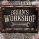 Custom Workshop Sign, Dad's Workshop, Metal Garage Sign