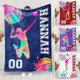 Personalized Volleyball Blanket - Custom Name Watercolor Design Volleyball