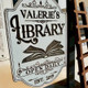 Personalized Library Sign, Mini wooden Signpost with ladder Library Decor