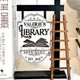 Personalized Library Sign, Mini wooden Signpost with ladder Library Decor
