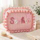 Personalized Baby Girl Diaper Bag, Custom Gingham Diaper Wipe Pouch