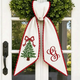 Personalized Christmas Tree Wreath Sash, Pink Stripe Monogram Door Bow