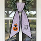 Personalized Halloween Door Hanger Bow, Black Cat Pumpkin Ric Rac Wreath Sash