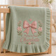 Personalized Baby Blanket with Name, Embroidered Pink Bow & Flowers