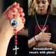Personalized Multi-Color Rosary Beads Cross Necklace with Photo