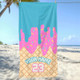 Ice Cream Drip Beach Towel Baseball Player Gift Cotton Candy Personalized Name Team