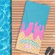 Ice Cream Drip Beach Towel Baseball Player Gift Cotton Candy Personalized Name Team