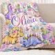Personalized Dinosaur Blanket for Girls, Custom Baby Girl Name Blanket