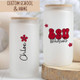 Custom College Iced Coffee Glass, Personalized Name College Glass Graduation Gift
