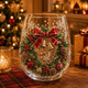 Christmas Glass Cup, Santa Reindeer Snowman Tree Holiday Glassware, Cute Christmas Drink Cup