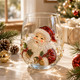 Christmas Glass Cup, Santa Reindeer Snowman Tree Holiday Glassware, Cute Christmas Drink Cup