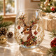 Christmas Glass Cup, Santa Reindeer Snowman Tree Holiday Glassware, Cute Christmas Drink Cup