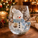 Christmas Glass Cup, Santa Reindeer Snowman Tree Holiday Glassware, Cute Christmas Drink Cup