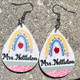 Personalized Teacher Earrings. Rainbow Pencil. Back to school