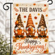 Personalized Thanksgiving Gnome Garden Flag, Custom Family Fall Pumpkin Yard Flag