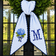 Hydrangea Wreath Sash, Door Decor, Ticking Stripe Front Porch Wreath Bow