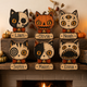 Vintage Halloween Decor Indoor, Halloween Cat Wooden Block for Shelf Decor, Skull, Black Cat